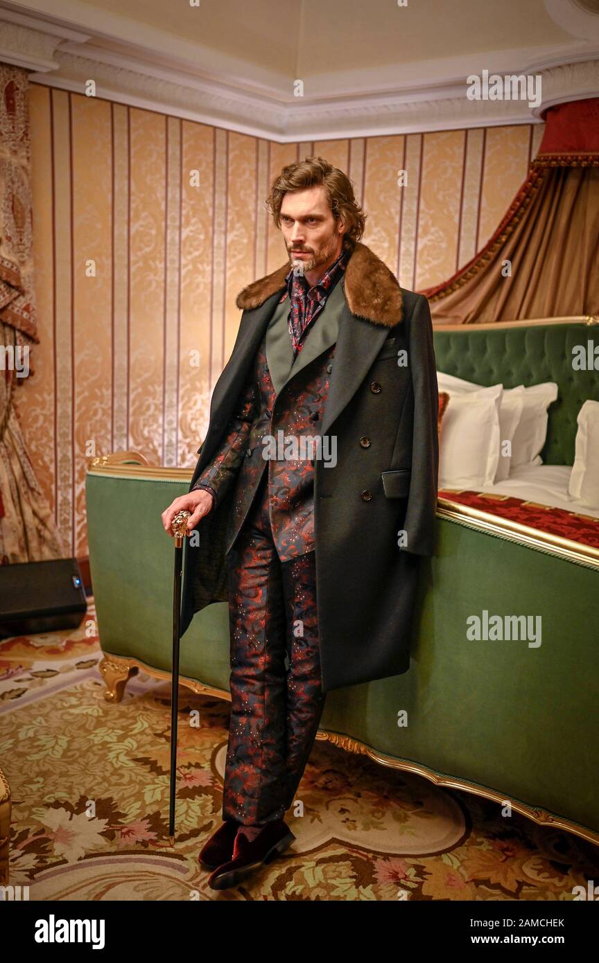 Milano, Italia. 12th Gen 2020. Milano, Milano Fashion Week, Man Fall Winter 2020/2021. Milano Moda Uomo Autunno Inverno 2020/21. Miliardario Nella Foto Presentazione: Modello Di Credito: Agenzia Indipendente Di Foto/Alamy Live News Foto Stock