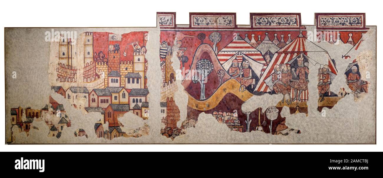 Barcellona, Spagna - 26th dicembre 2019: Conquista di Maiorca nel 1229 da re Giacomo i d'Aragona ad Almohads. Museo Nazionale D'Arte Della Catalogna, Museo Di Catal Foto Stock