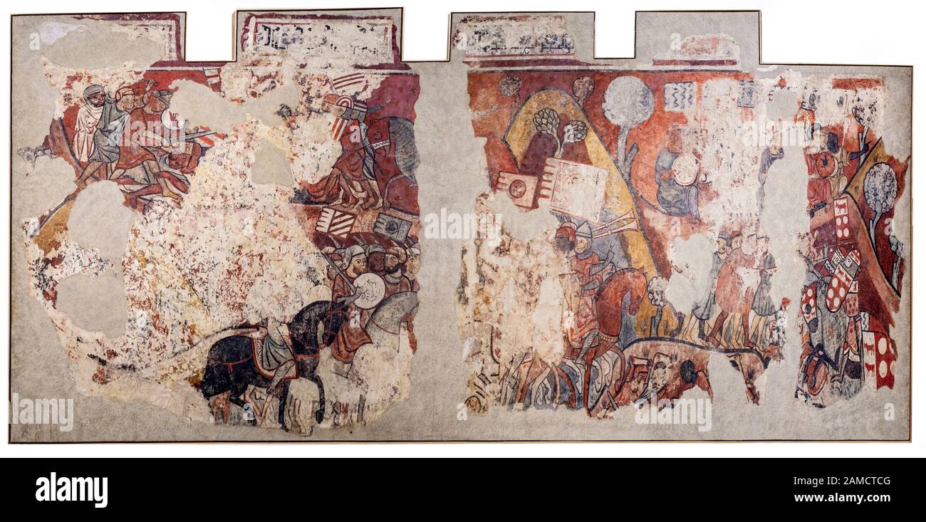 Barcellona, Spagna - 26th dicembre 2019: Conquista di Maiorca nel 1229. Battaglia di Portopi. Museo Nazionale D'Arte Della Catalogna, Museo D'Arte Catalana, Barcellona, Foto Stock