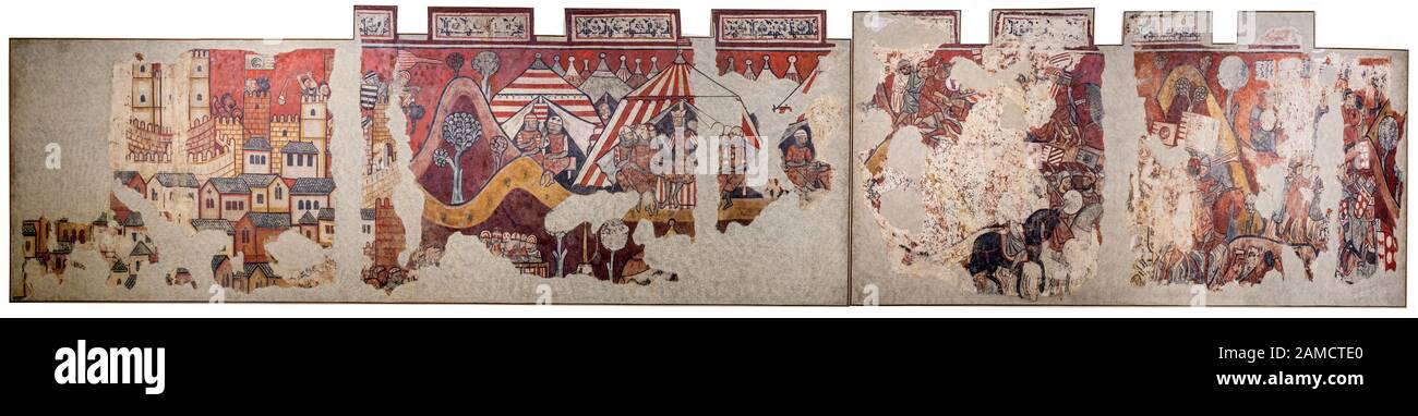 Barcellona, Spagna - 26th dicembre 2019: Conquista di Maiorca nel 1229 da re Giacomo i d'Aragona ad Almohads. Museo Nazionale D'Arte Della Catalogna, Museo Di Catal Foto Stock