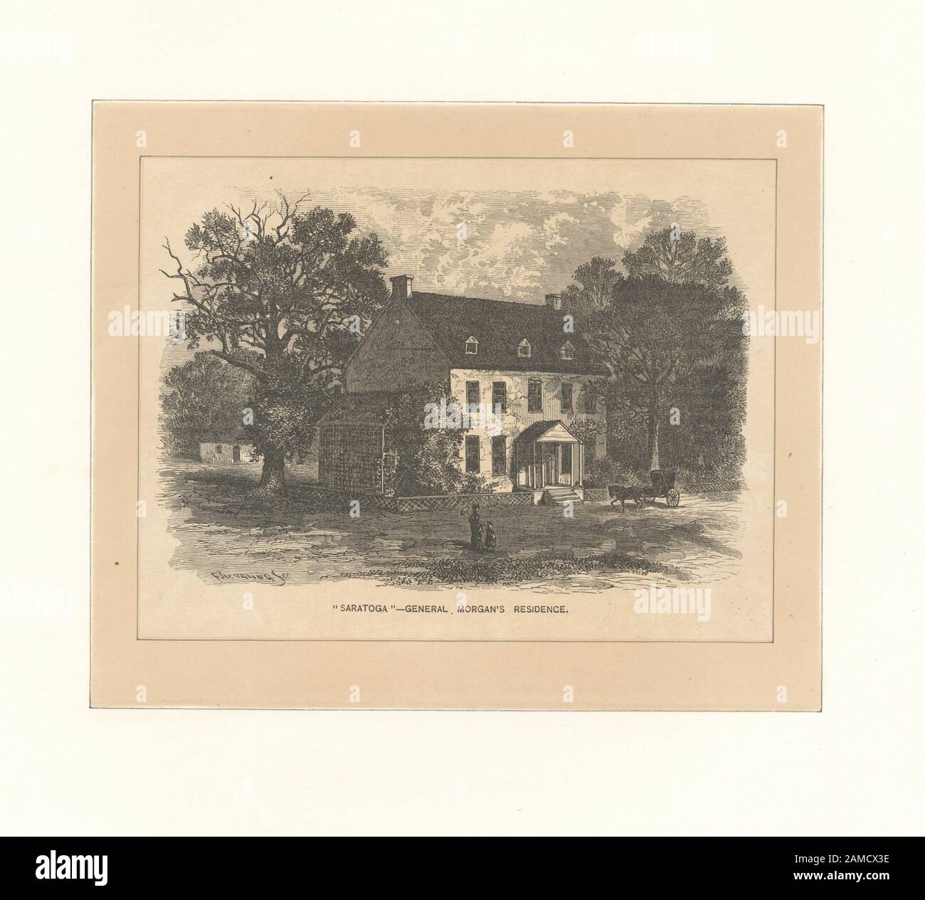 Saratoga - Il General Morgan'S Residence Printmakers Include Henry Bryan Hall, George R. Hall, Alexander Hay Ritchie E James Barton Longacre. Titolo dal Calendario della raccolta Emmet. EM8635; Saratoga - Residence General Morgan Foto Stock