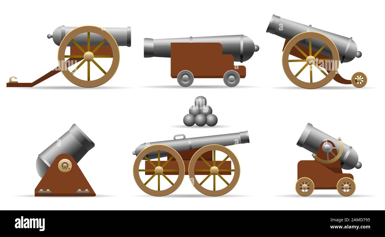 Set di cannoni pirati antichi Illustrazione Vettoriale