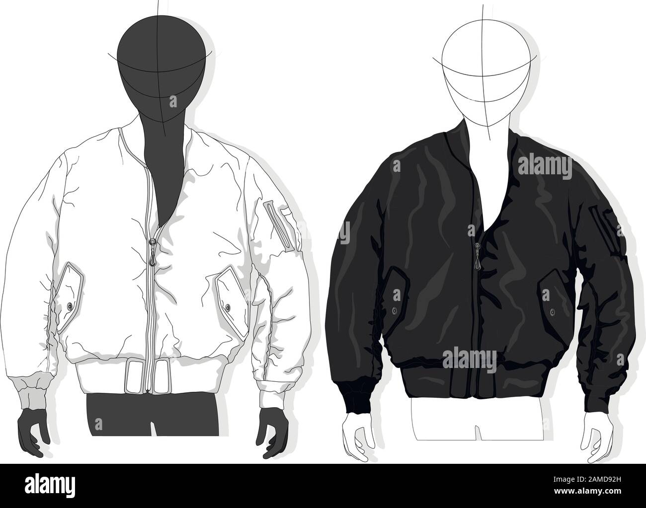 Giacca pilota. Bombardiere. Illustrazione del vettore. Collezione abbigliamento uomo. Illustrazione Vettoriale
