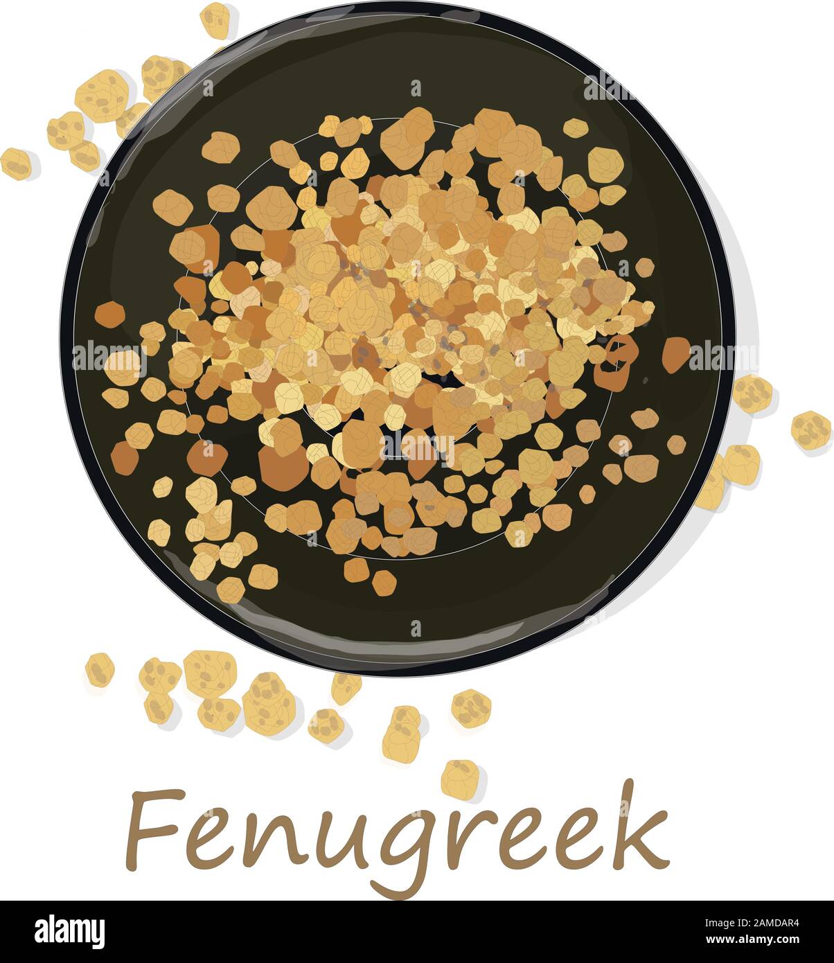 Methi, semi fenugreek immagine vettoriale su sfondo bianco. Immagine isolata. Illustrazione Vettoriale