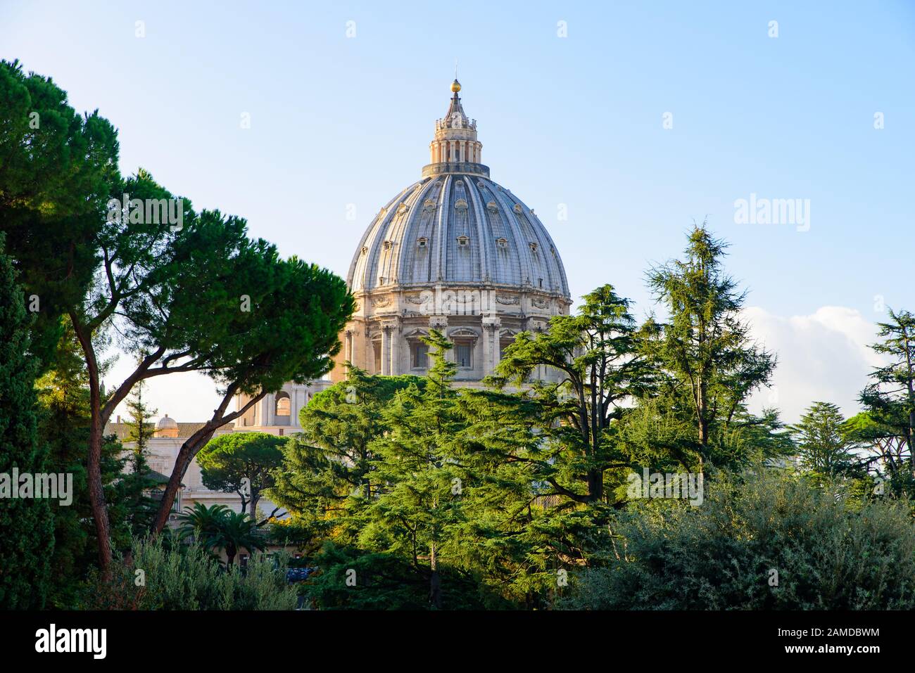 La cupola della Basilica di San Pietro nella Città del Vaticano, la chiesa più grande del mondo Foto Stock