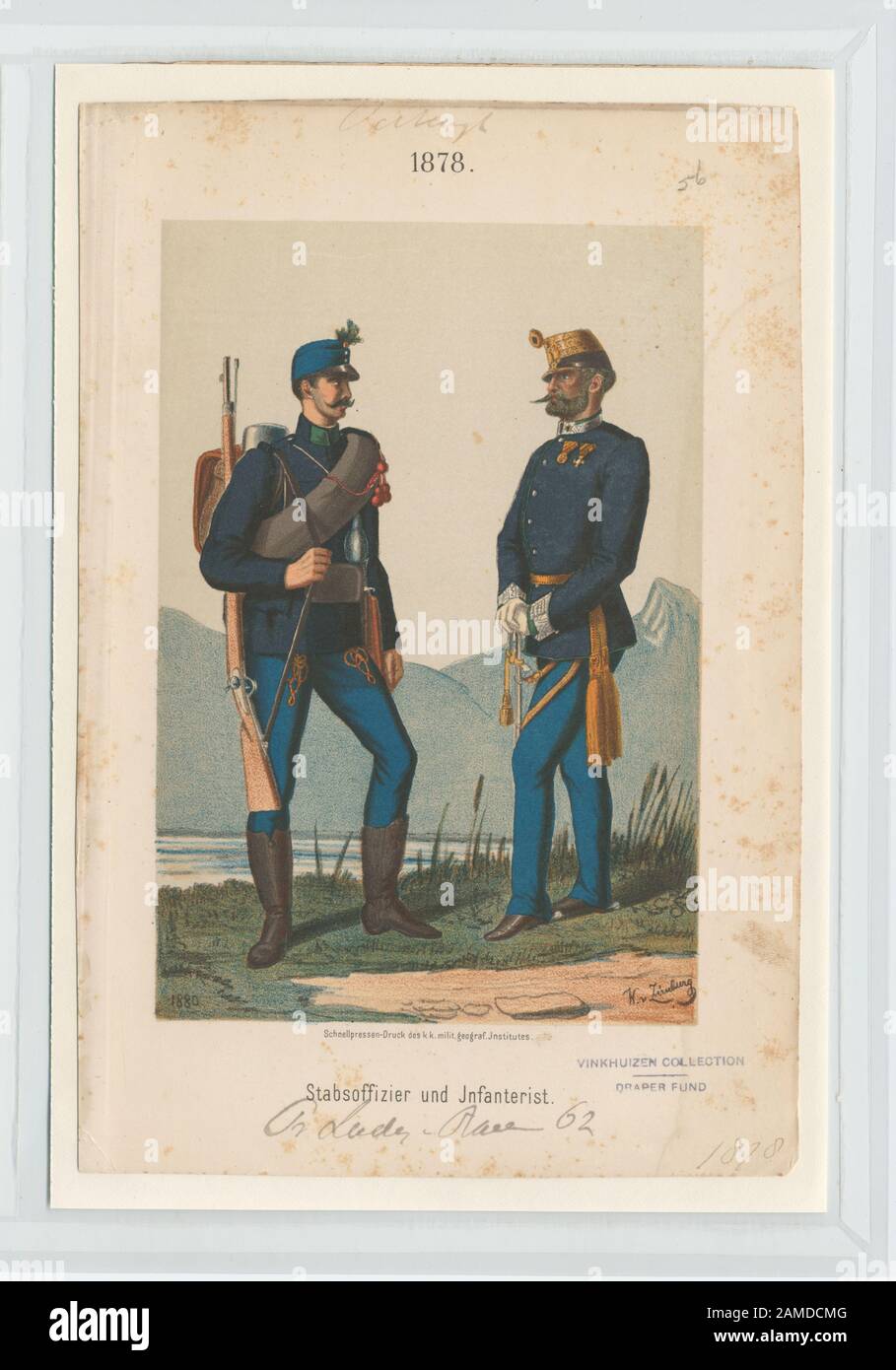 Stabsoffizier Und Infanterist (Regt 62) Proprietà : Fondo Draper 13.55 4th Reggimento Hussar, Edelsheim, 1875, Gyulai (Zimburg); Stabsoffizier Und Infanterist. [Reg. 62] Foto Stock