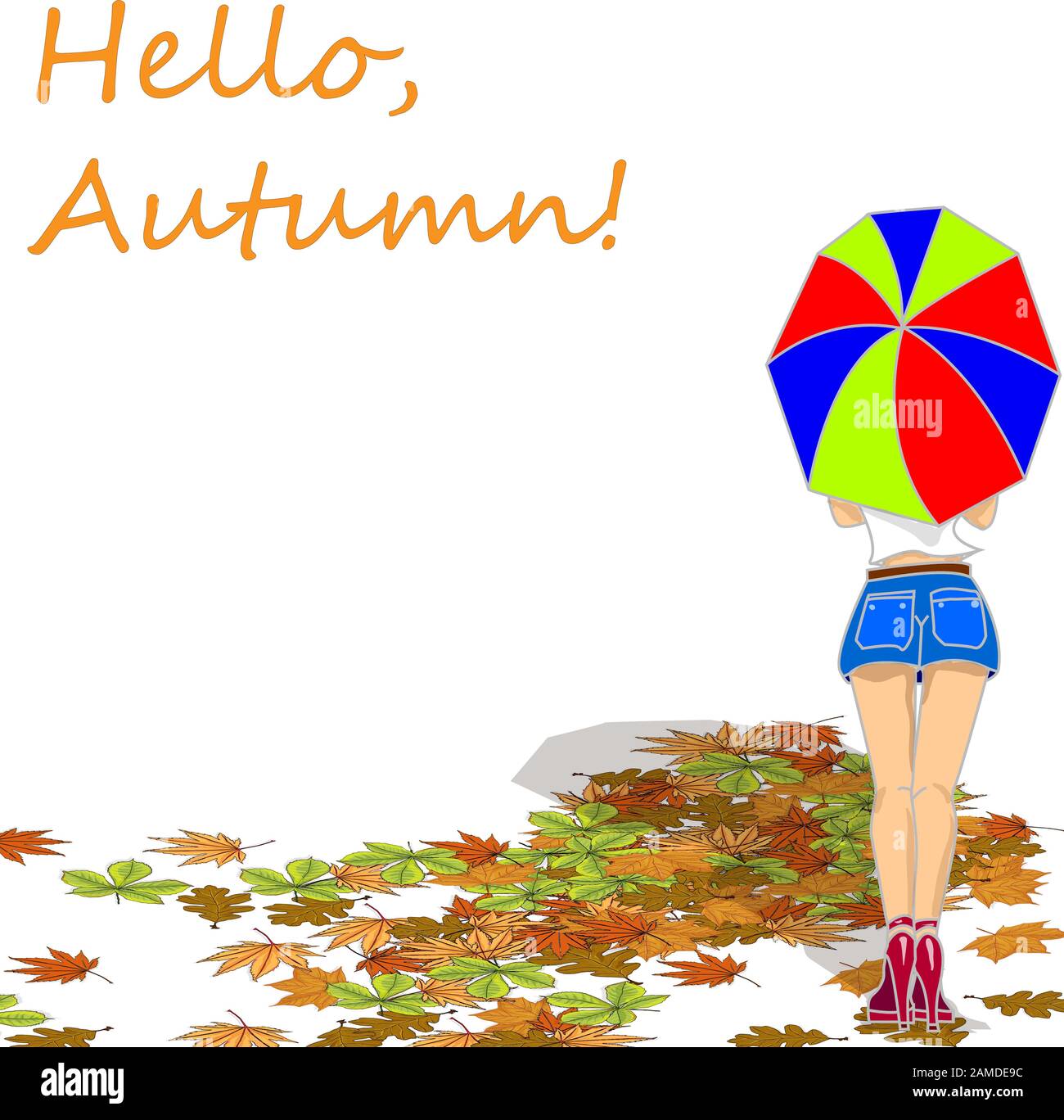 Illustrazione vettoriale della composizione autunnale. Struttura in foglie essiccate colorfull. Autunno, concetto di caduta. Illustrazione Vettoriale