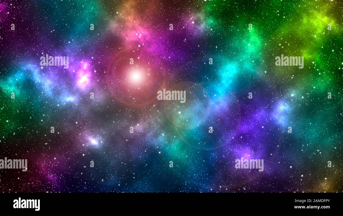 Colorato concetto di costellazione illustrazione. Bellissimo sfondo galaxy Foto Stock