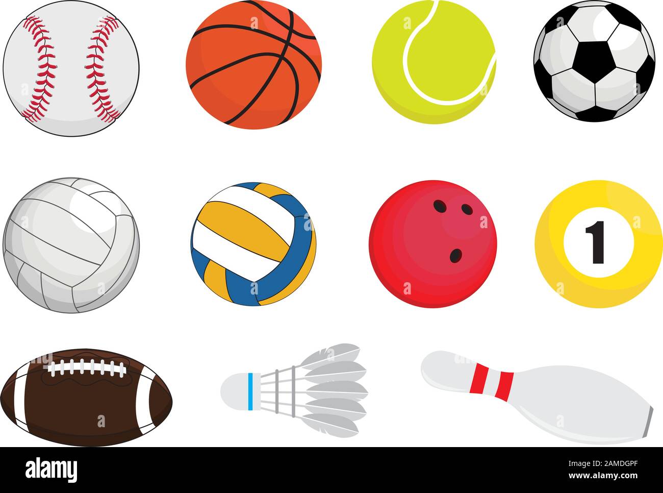 Illustrazione tipo vettoriale di attrezzatura sportiva a sfera Illustrazione Vettoriale