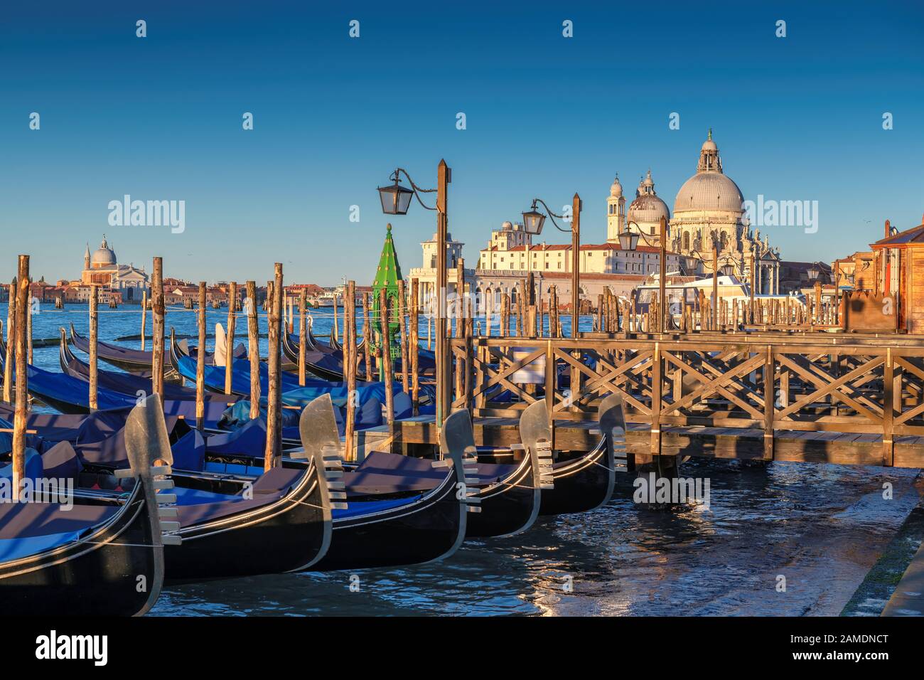Venezia gondole, Piazza San Marco, Venezia, Italia. Foto Stock
