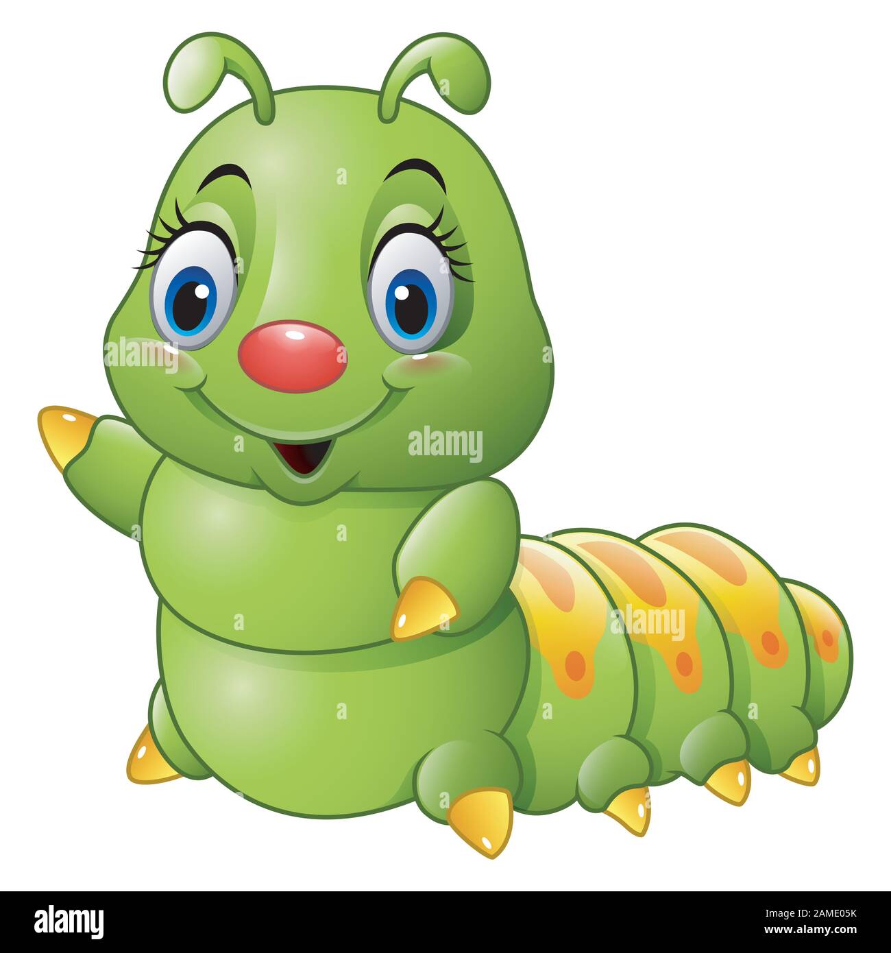 Cartoon caterpillar verde Illustrazione Vettoriale