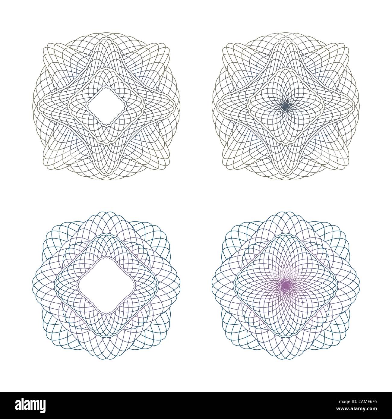 Rosette decorative. Impostato su uno sfondo bianco Illustrazione Vettoriale