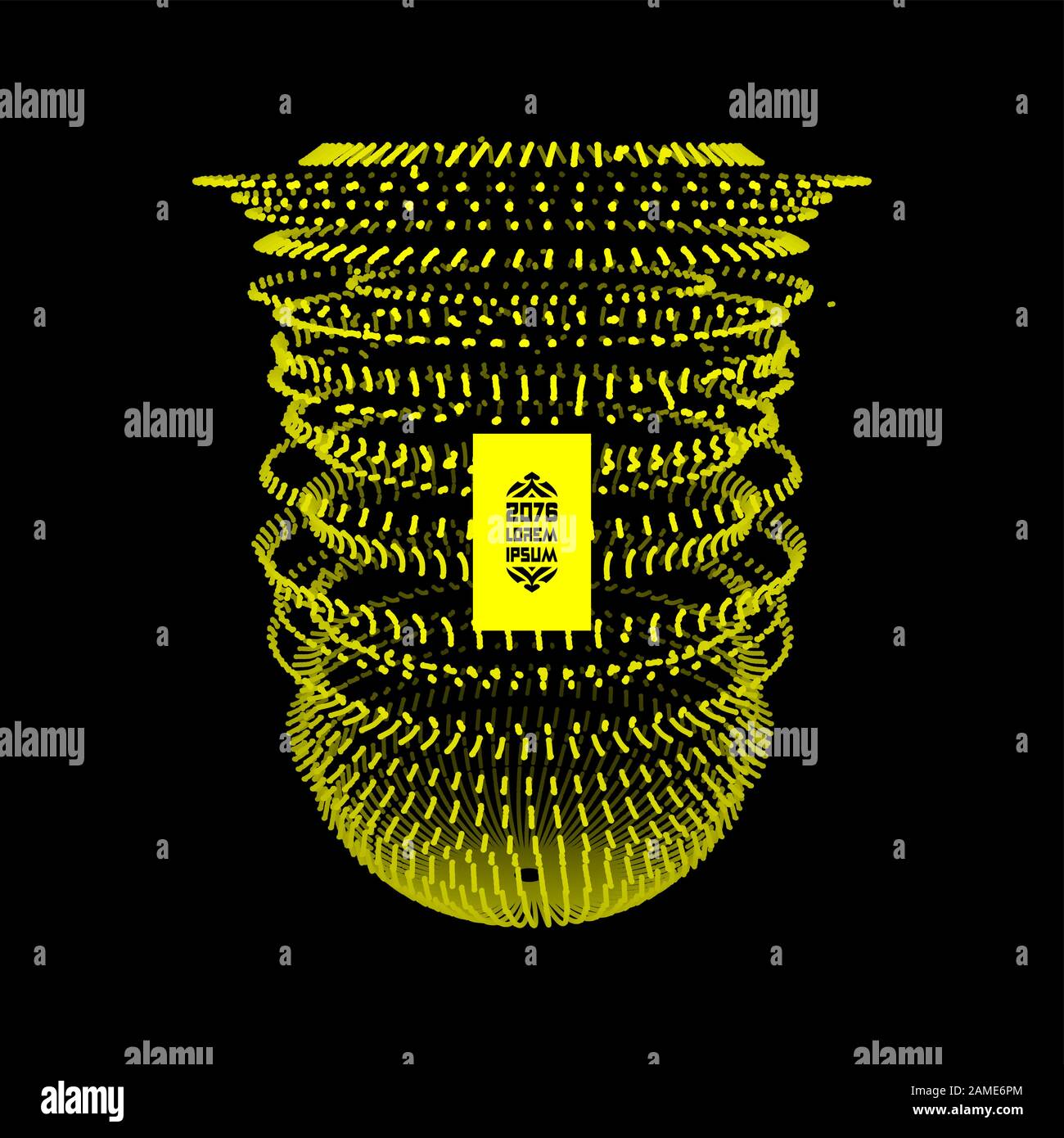 Array con particelle di dinamica. La tecnologia 3d di stile. Abstract background. Illustrazione Vettoriale. Illustrazione Vettoriale