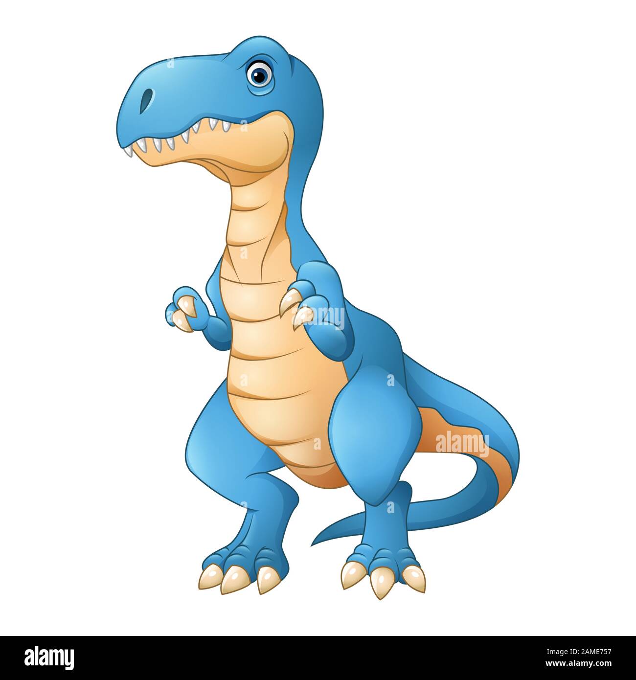Carino dinosauro blu cartone animato Illustrazione Vettoriale