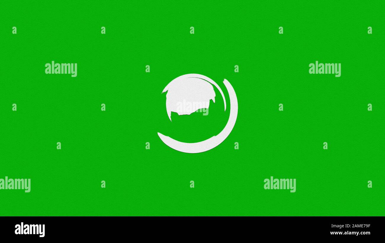 Abstract icona bianca isolata su sfondo verde Foto Stock