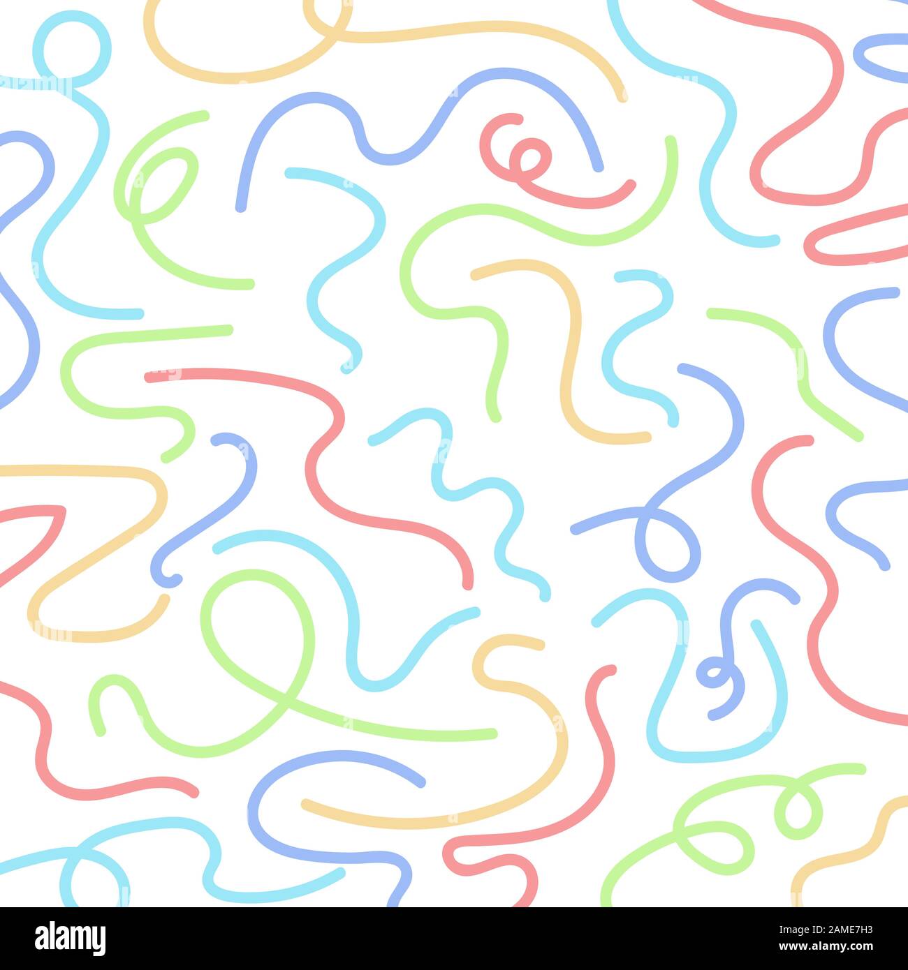 Linee ondulate astratte disegnate a mano colorate isolate su sfondo bianco. Illustrazione del vettore Illustrazione Vettoriale