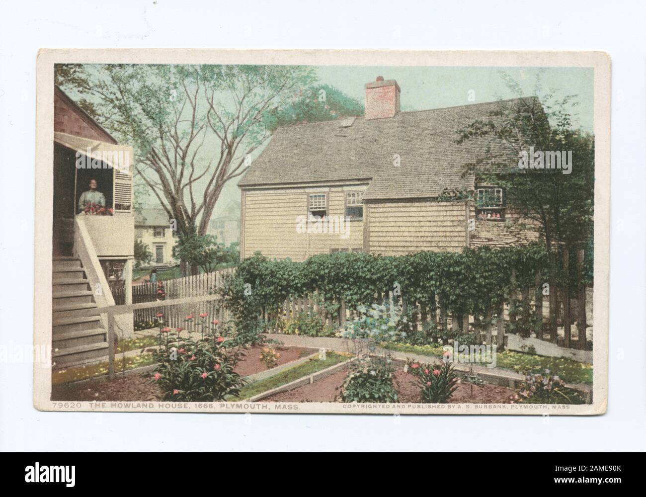 The Howland House, 1666, Plymouth, Mass Postcard numero di serie: 79620 Esclusivamente questioni contrattuali, tra cui le imprese turistiche di Fred Harvey nel sud-ovest americano.; The Howland House, 1666, Plymouth, Mass. Foto Stock