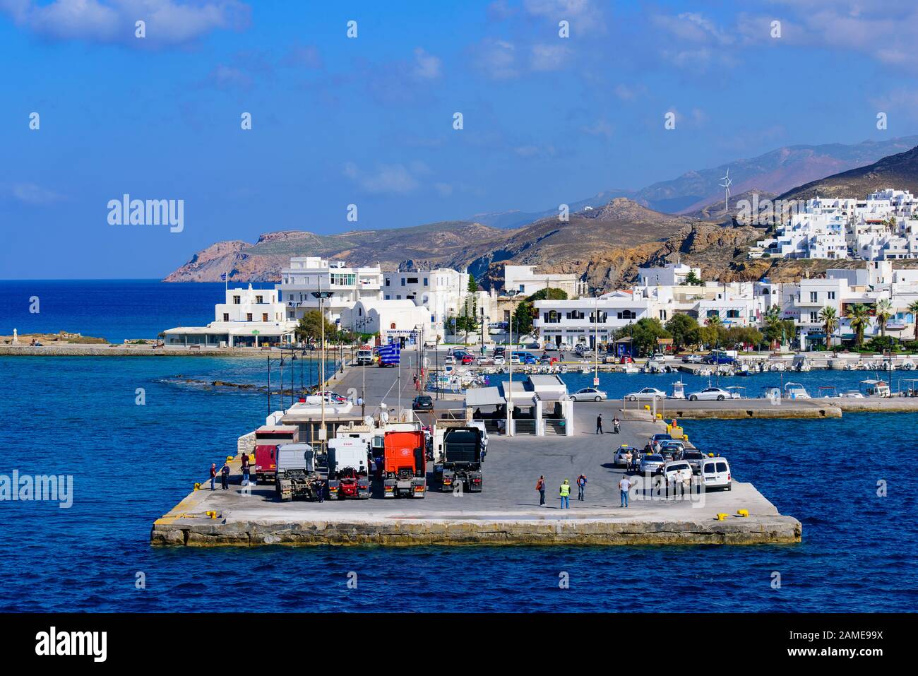 Porto di Naxos, un'isola greca nel Mare Egeo, Grecia Foto Stock