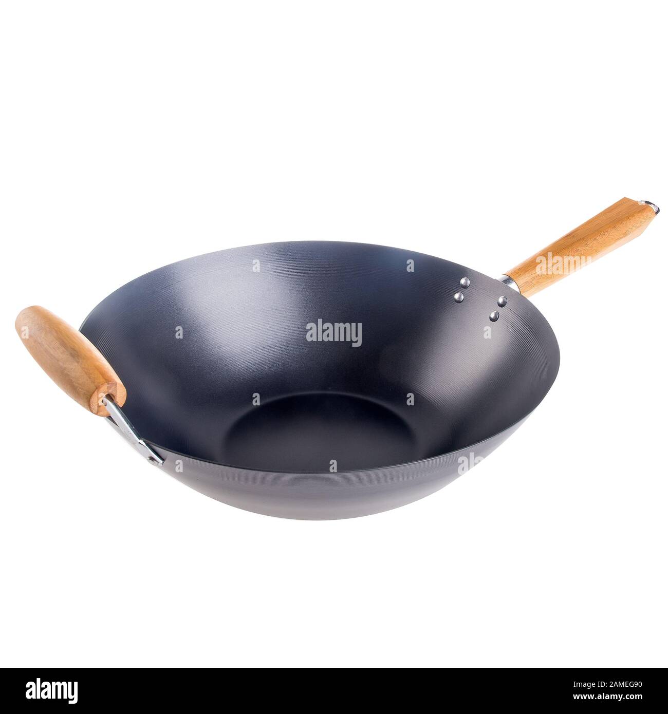 padella o padella in metallo su uno sfondo nuovo Foto Stock