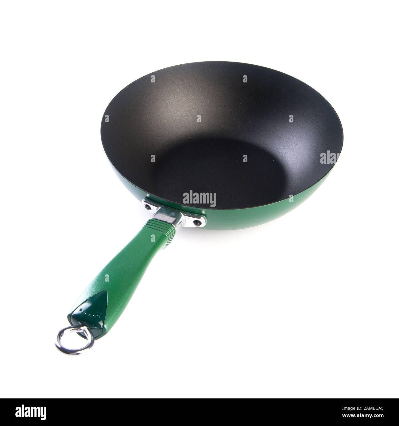 padella o padella in metallo su uno sfondo nuovo Foto Stock