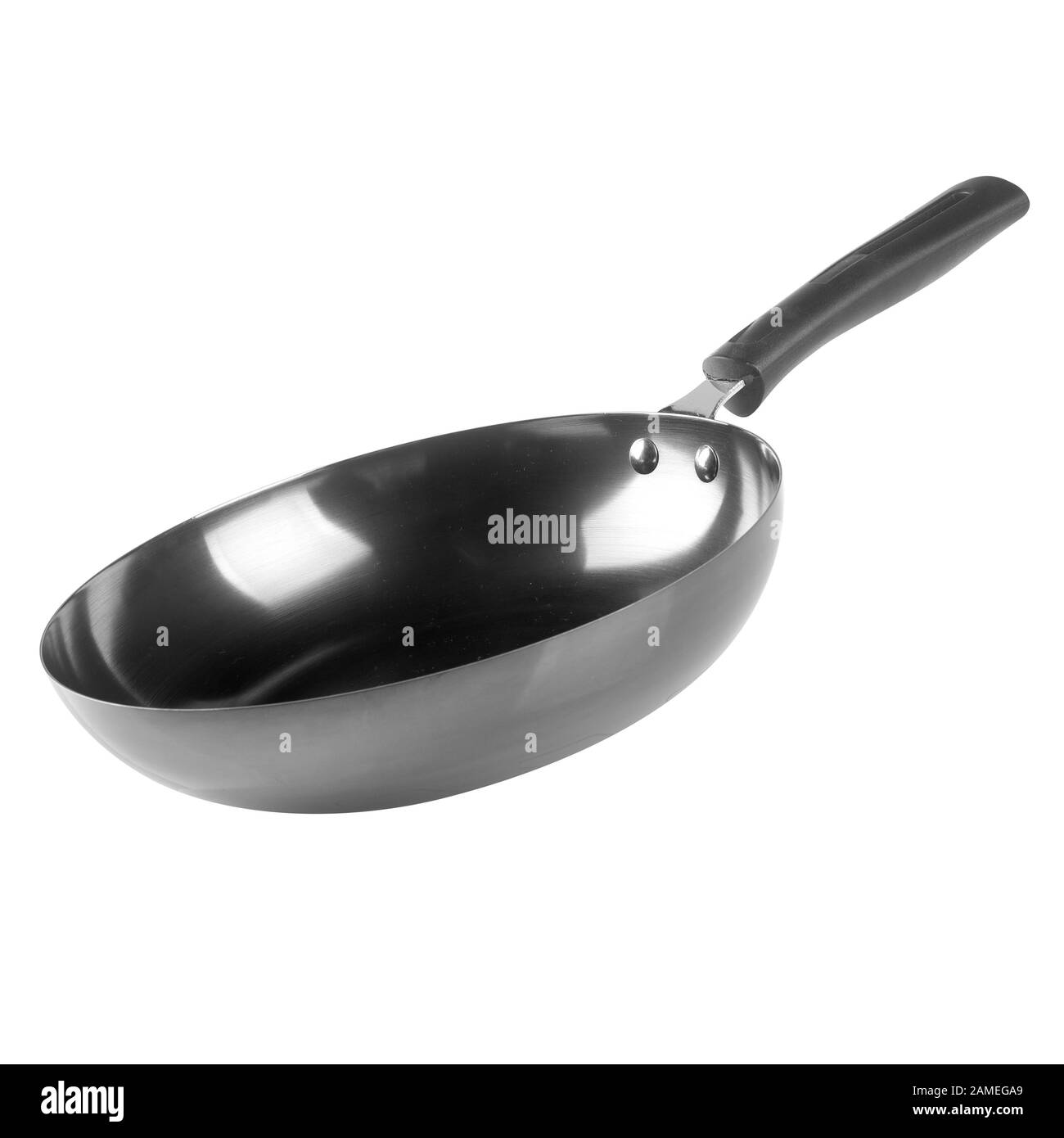 padella o padella in metallo su uno sfondo nuovo Foto Stock