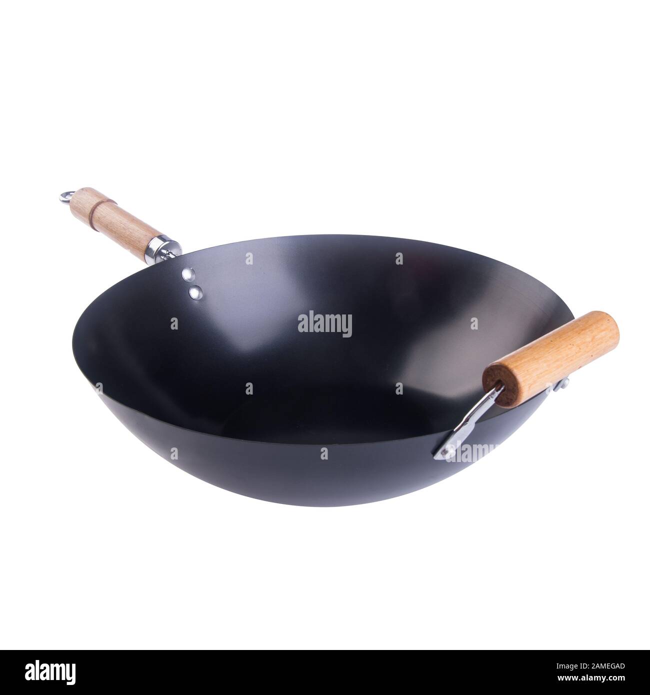 padella o padella in metallo su uno sfondo nuovo Foto Stock