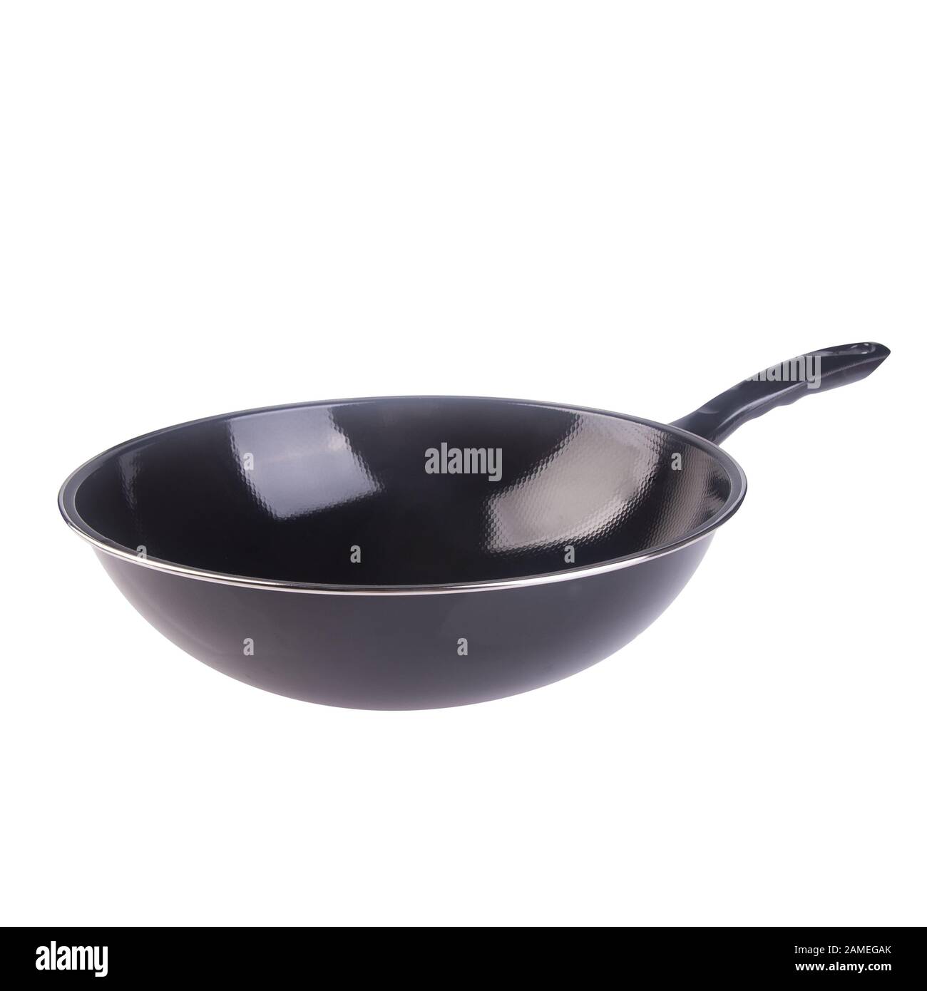 padella o padella in metallo su uno sfondo nuovo Foto Stock