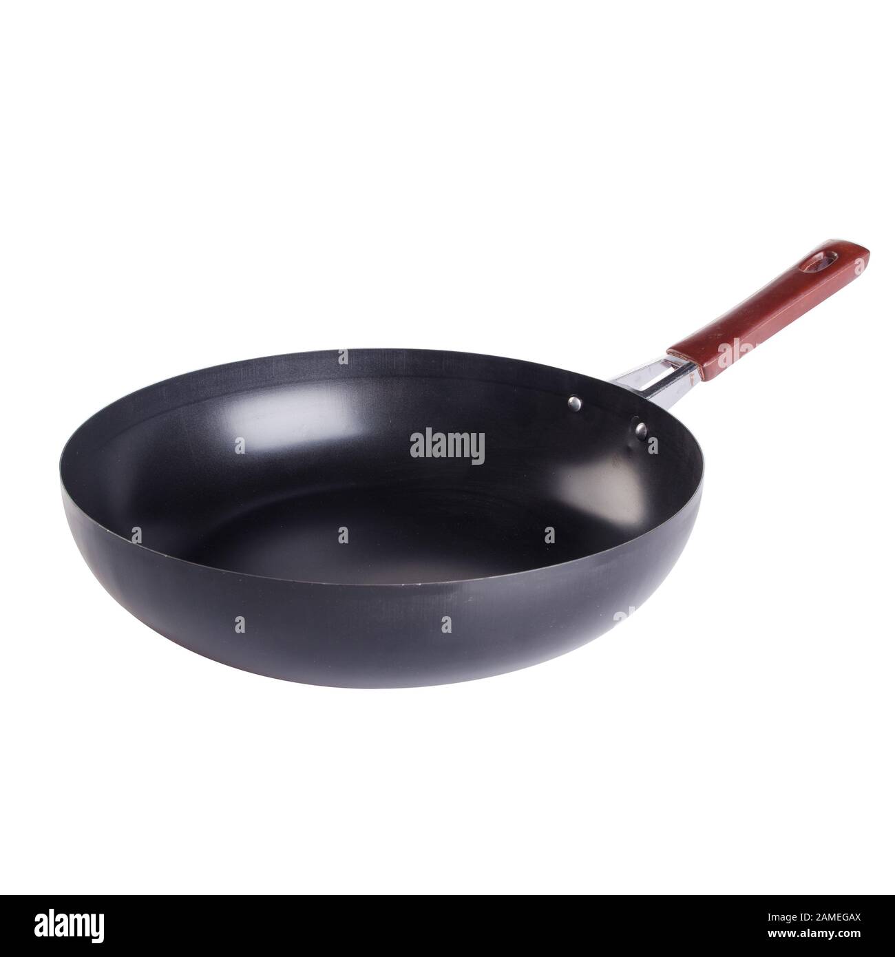 padella o padella in metallo su uno sfondo nuovo Foto Stock
