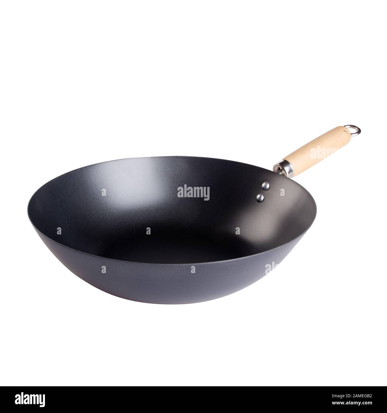 padella o padella in metallo su uno sfondo nuovo Foto Stock