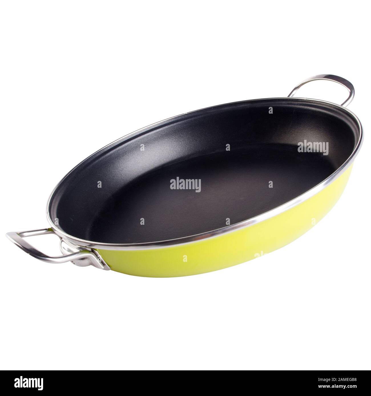 padella o padella in metallo su uno sfondo nuovo Foto Stock