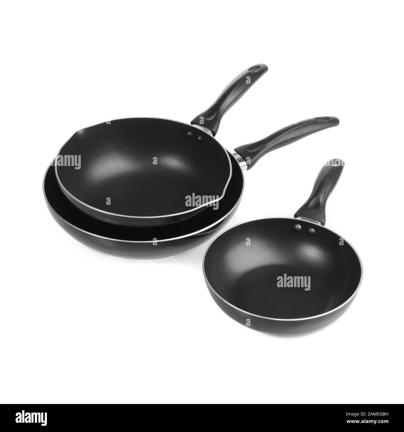 padella o padella in metallo su uno sfondo nuovo Foto Stock