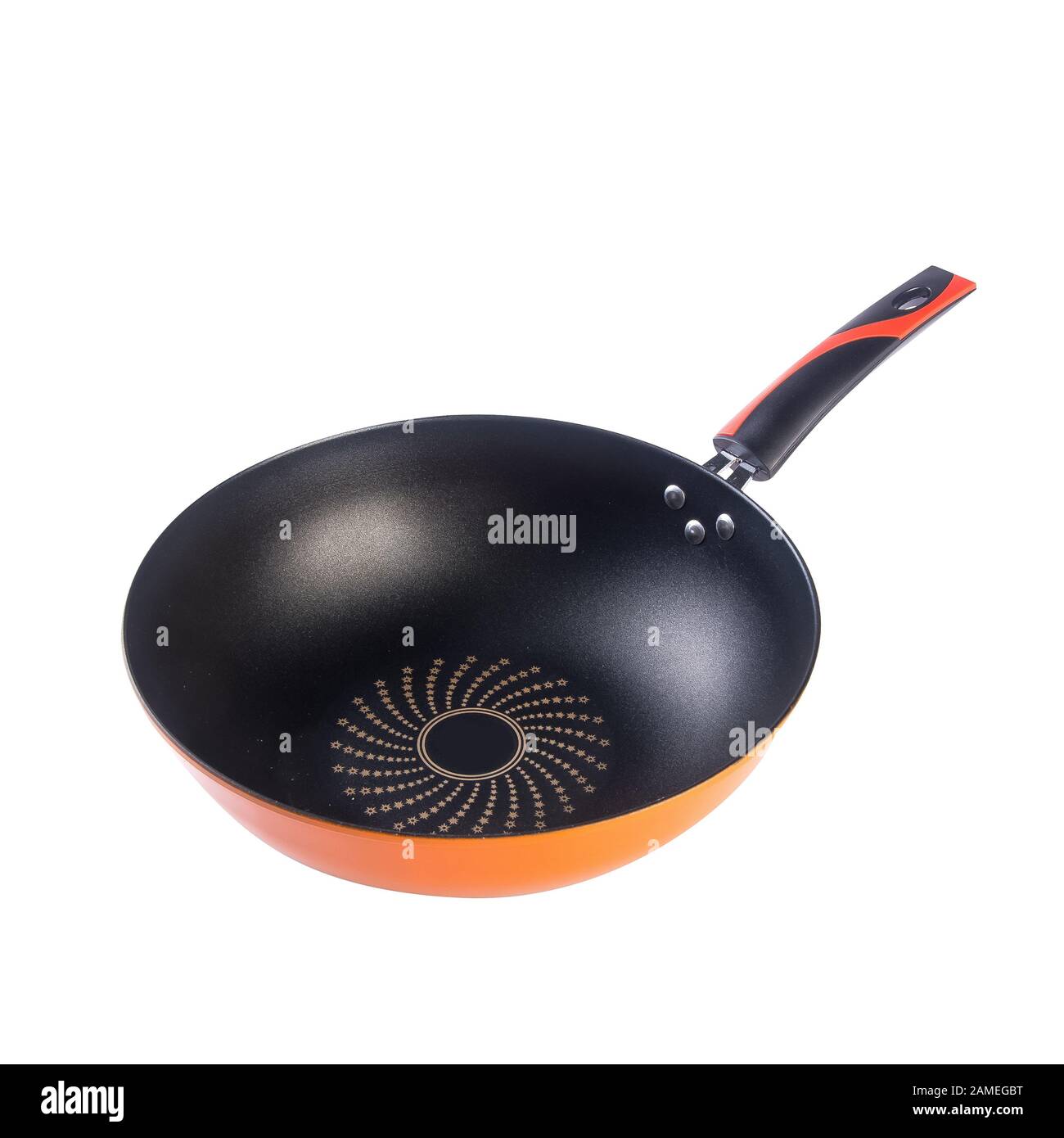 padella o padella in metallo su uno sfondo nuovo Foto Stock