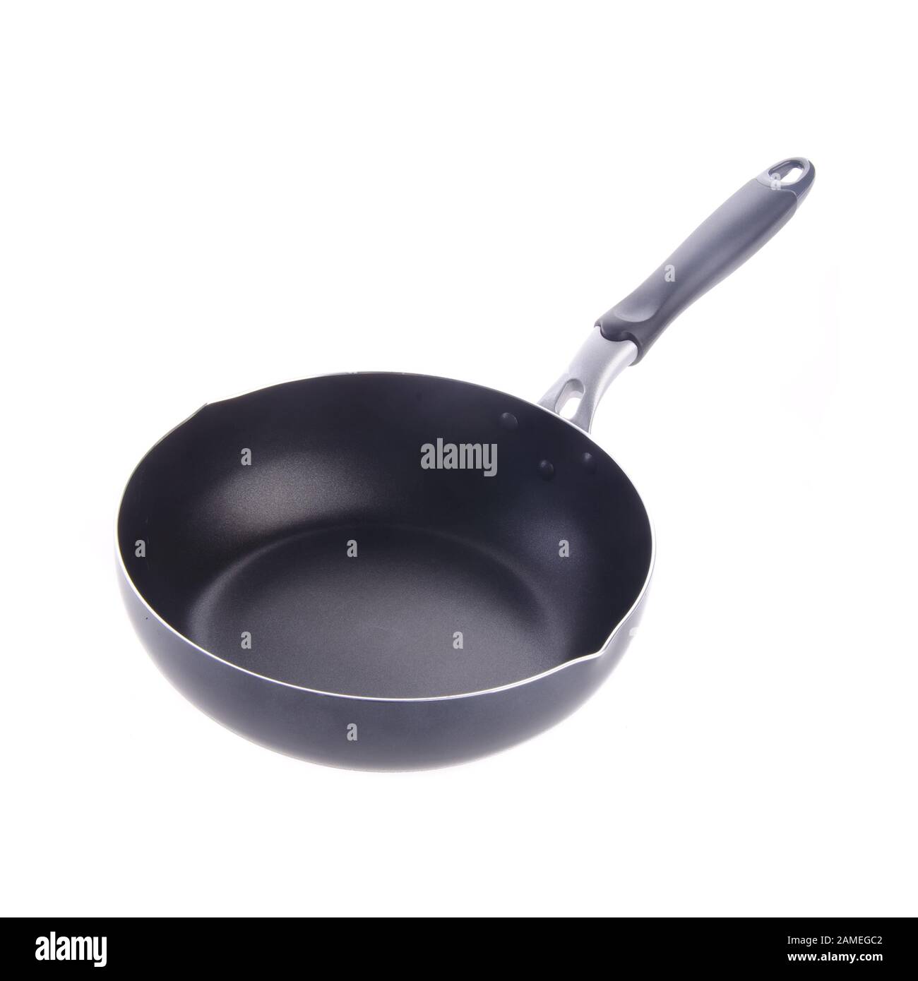 padella o padella in metallo su uno sfondo nuovo Foto Stock