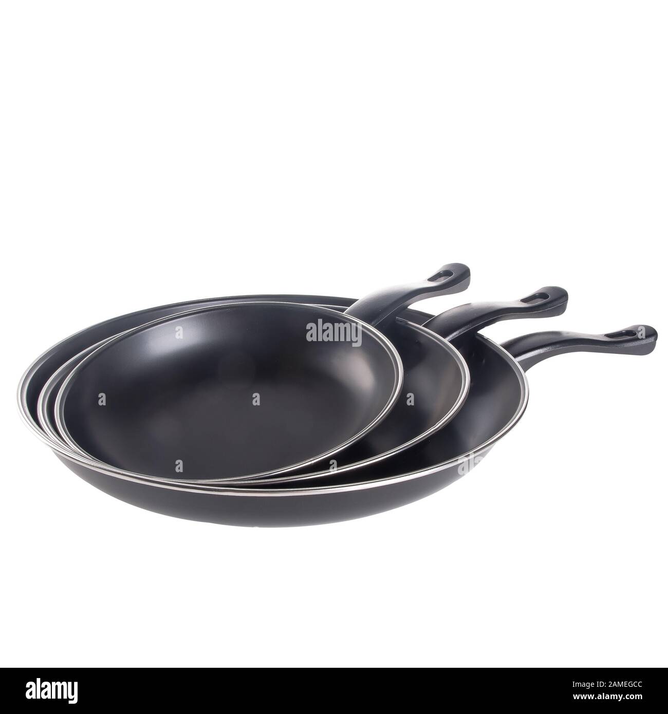 padella o padella in metallo su uno sfondo nuovo Foto Stock