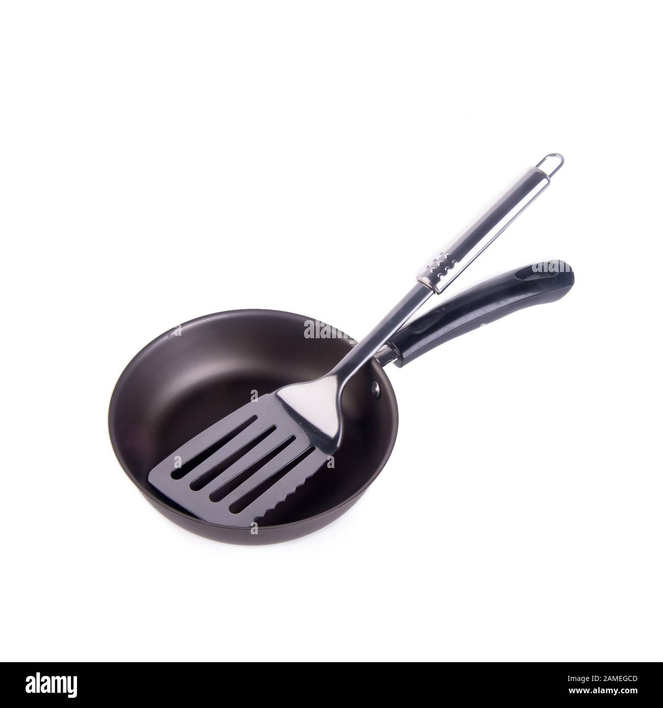 padella o padella in metallo su uno sfondo nuovo Foto Stock