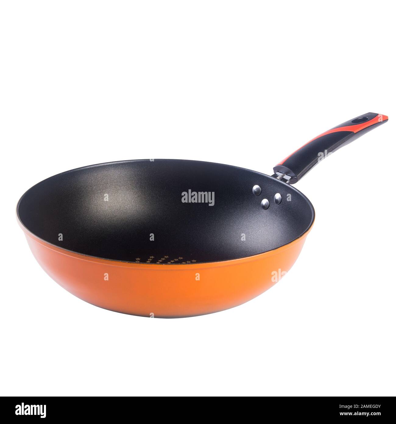 padella o padella in metallo su uno sfondo nuovo Foto Stock