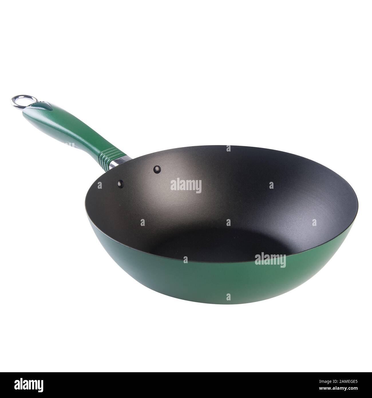 padella o padella in metallo su uno sfondo nuovo Foto Stock