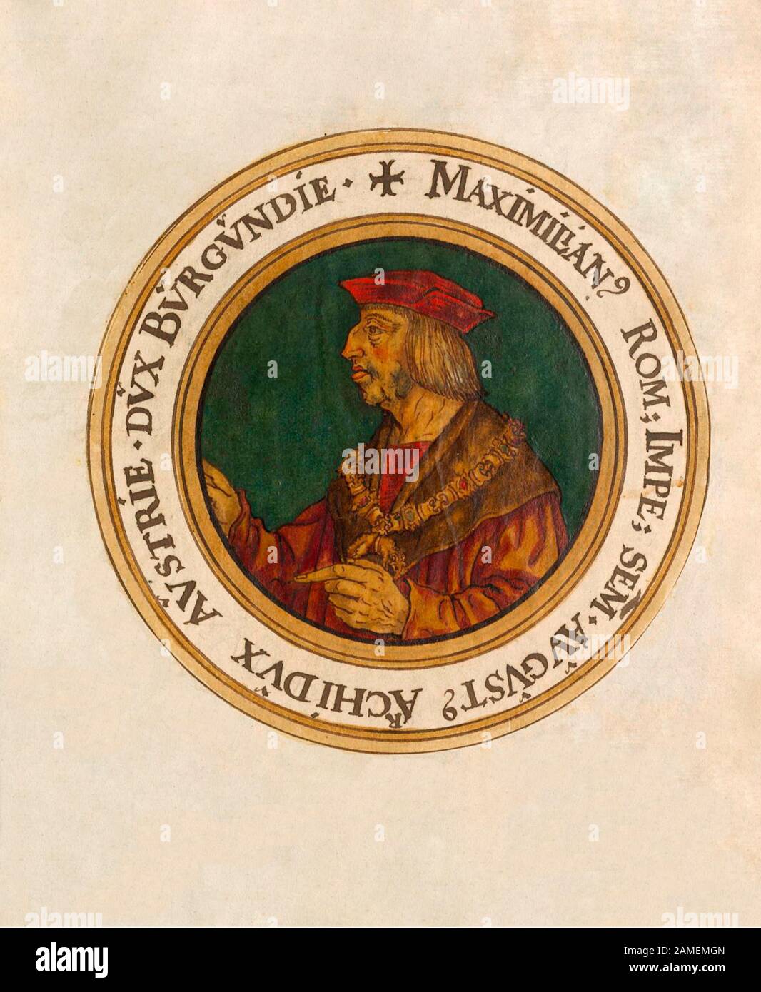 Massimiliano i (1459 – 1519) fu Sacro Romano Imperatore dal 1508 fino alla sua morte. Era figlio di Federico III, Sacro Romano Imperatore, ed Eleonora di Portu Foto Stock
