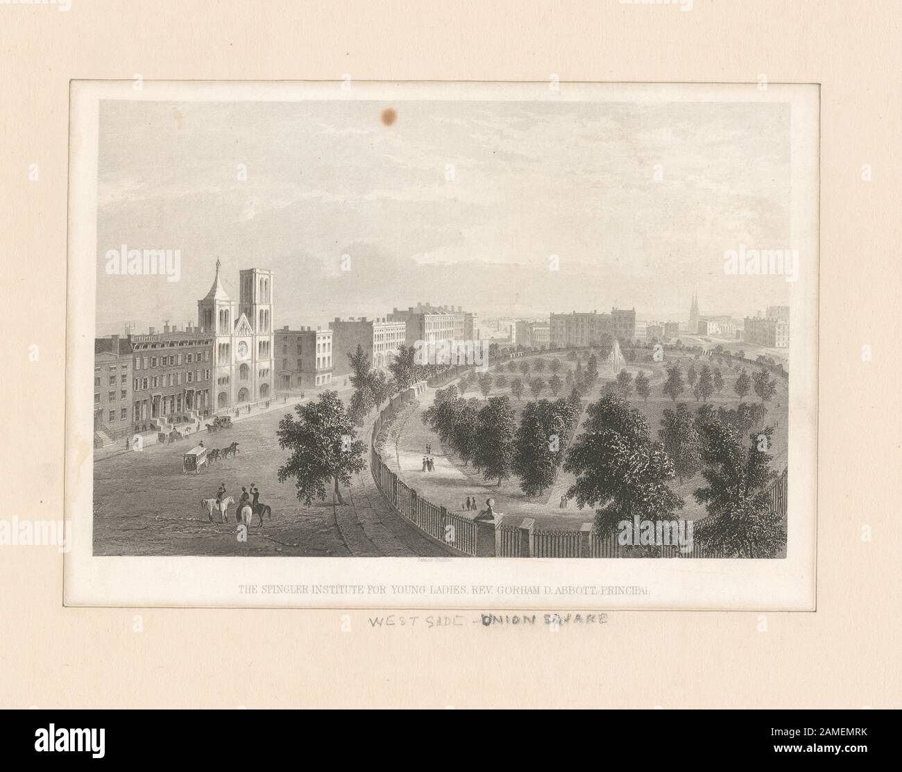 Lo Spingler Institute For Young Ladies, Rev Gorham D Abbott, Principal (West Side Union Square) Include Riproduzioni Fotografiche. Tra i centri di stampa figurano Alexander Anderson, W.J. Bennett, C.G. Bambini, A.J. Davis, A.b. Durand, Eliza Greatorex, George Hayward, John Rodgers E L'Ufficio Litografico Di Imbert. Titolo dal Calendario della collezione Emmet. Em11346 Dichiarazione Di Responsabilità : James Smile; The Spingler Institute For Young Ladies, Rev. Gorham D. Abbott, Principal [West Side Union Square] Foto Stock