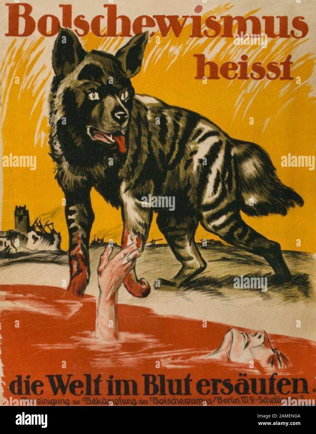 Manifesto di propaganda anticomunista tedesco. 1918 Foto Stock