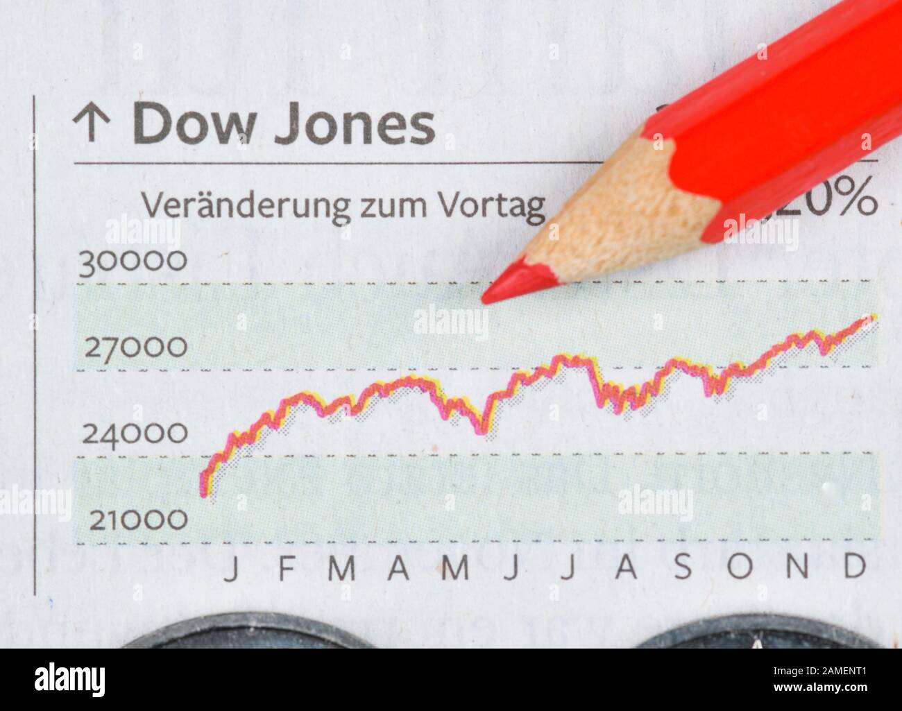Zeitung, Börsenteil, Dow Jones Foto Stock