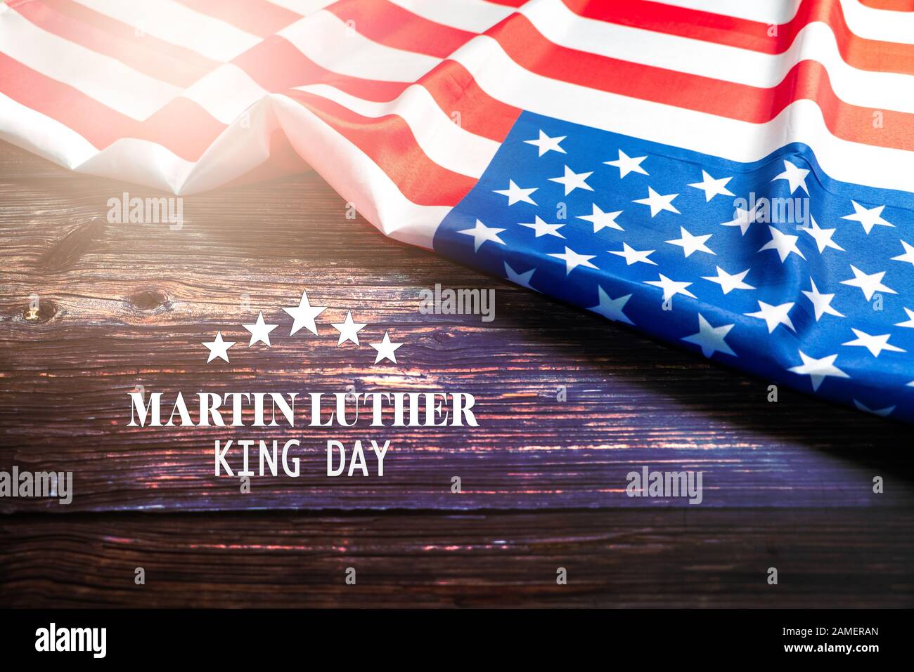 Martin Luther King Giorno Anniversario - bandiera americana sfondo astratto Foto Stock