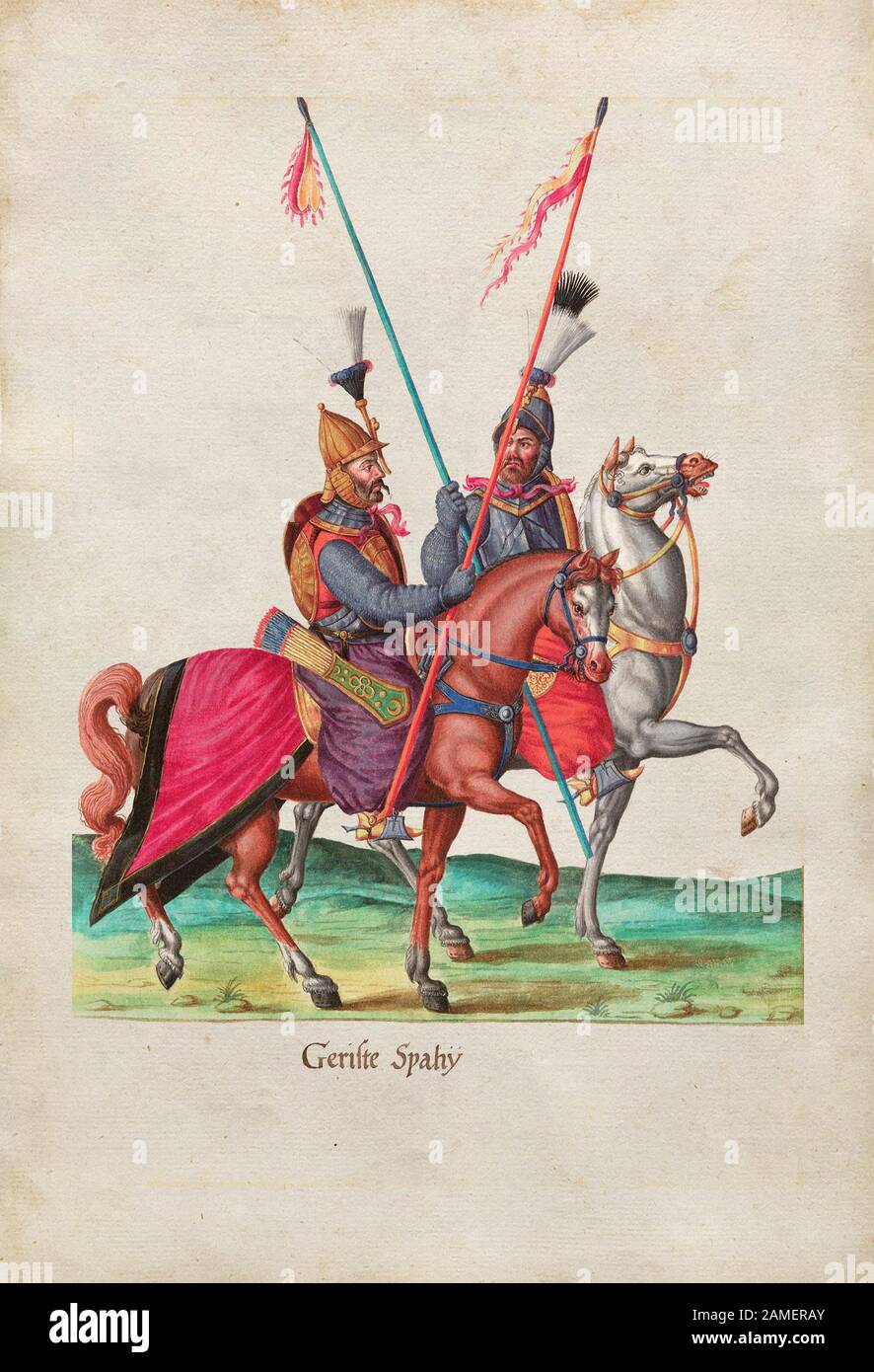 La storia dell'Impero Ottomano. Sipah (Spahi). Da 'immagini della vita popolare turca' di Heinrich Hendrowski. 16th secolo Foto Stock