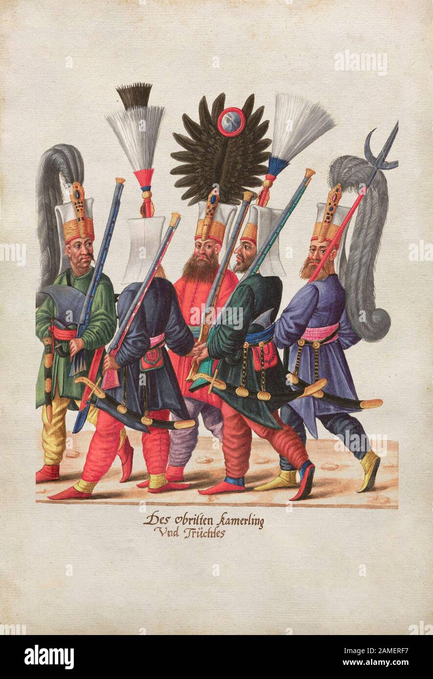 La storia dell'Impero Ottomano. Soldati Janissari. Da 'immagini della vita popolare turca' di Heinrich Hendrowski. 16th secolo Foto Stock
