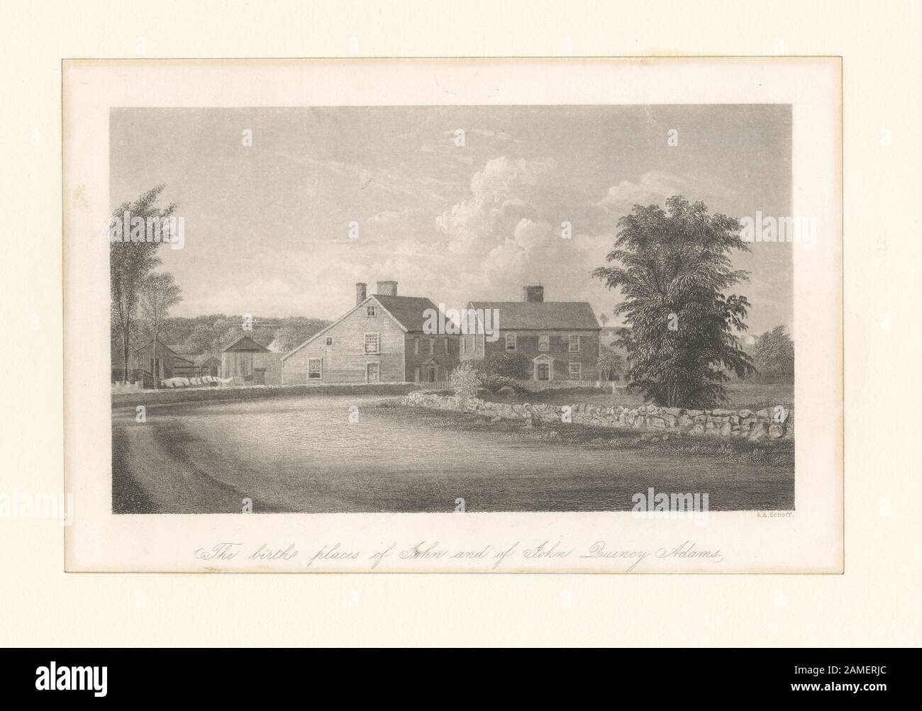 I luoghi di nascita di John e di John Quincy Adams EM2308; i luoghi di nascita di John e di John Quincy Adams. Foto Stock