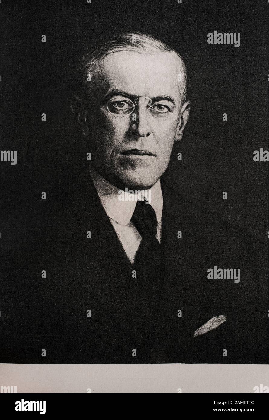 Thomas Woodrow Wilson (1856 – 1924) è stato un politico, un avvocato e un accademico americano, che dal 1913 è stato presidente del 28th degli Stati Uniti Foto Stock