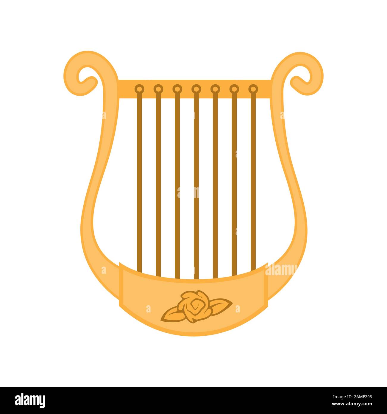 L'icona è uno strumento musicale dell'arpa isolato su sfondo bianco. Immagine vettoriale Illustrazione Vettoriale