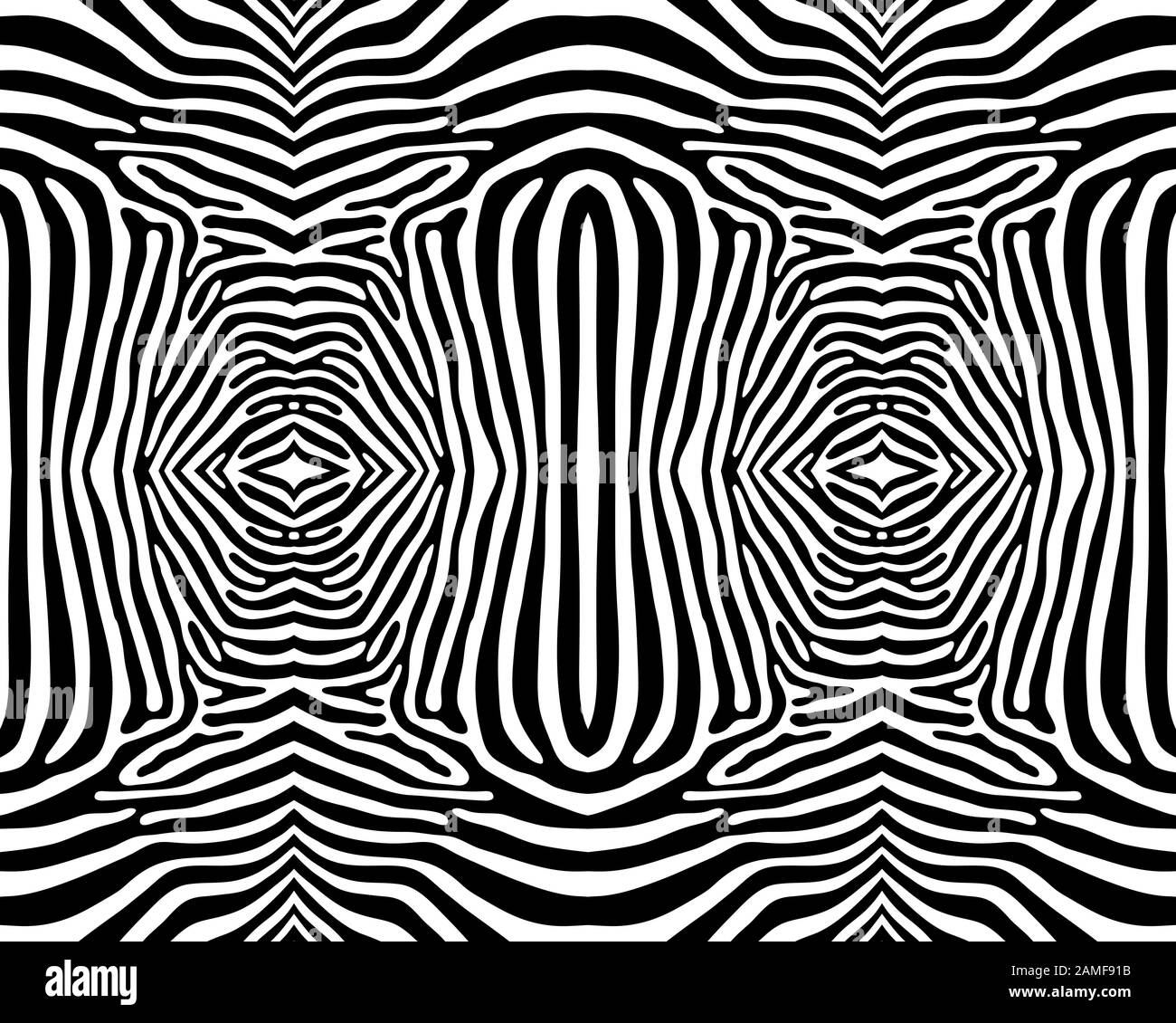 Schema zebra senza cuciture in bianco e nero, vettoriale Foto Stock