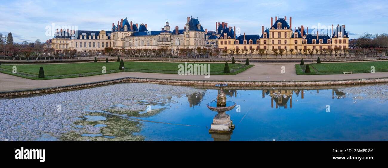 Francia, Senna e Marna, Fontainebleau, parco e Chateau Royal de Fontainebleau elencati come Patrimonio Mondiale dall'UNESCO, il Carre d'eau // Francia, Seine-et Foto Stock