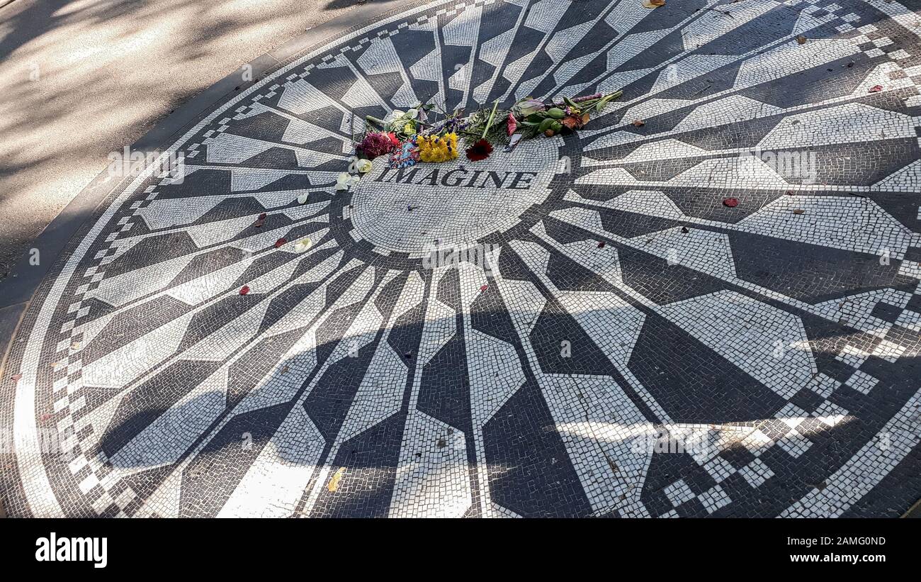 John Lennon Memorial NYC Foto Stock